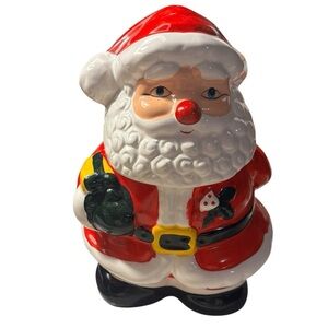 Santa Claus Cookie Jar Christmas Holiday Made in Taiwain Earthenware Rare HTF